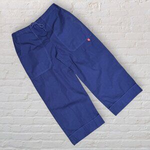 NWT XCVI Wearables Blue Wide Leg Cropped Drawstring Waist Casual Beach Pants S